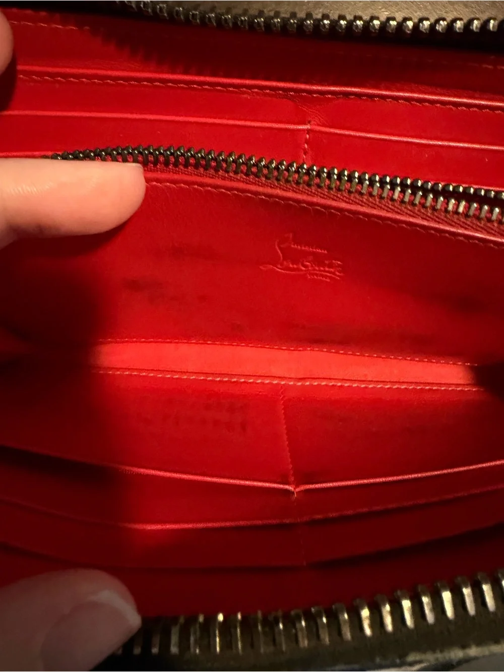 Authentic Christian Louboutin Blue Leather Studded Zip-Around Wallet